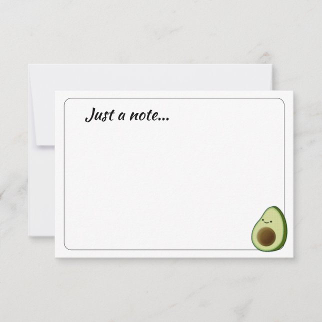 Cute Cartoon Avocado Custom Just a Note Card (Front)
