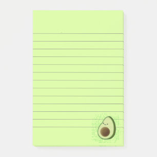 Cute Cartoon Avocado Distressed Background Lined Post-it Notes
