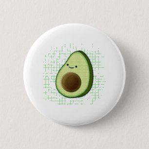 Cute Cartoon Avocado On Distressed Background 2 Inch Round Button
