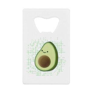 Cute Cartoon Avocado On Distressed Background Credit Card Bottle Opener