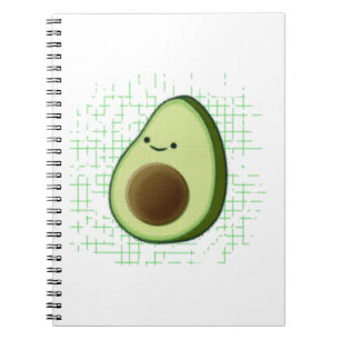 Cute Cartoon Avocado On Distressed Background Notebook