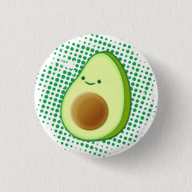 Cute Cartoon Avocado On Distressed Vortex 1 Inch Round Button (Front)