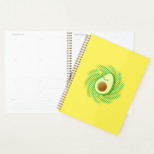 Cute Cartoon Avocado On Distressed Vortex Planner