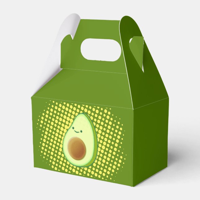 Cute Cartoon Avocado On Yellow Vortex  Favor Box (Front Side)
