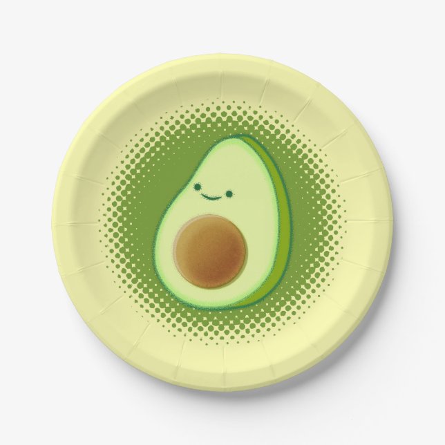Cute Cartoon Avocado Paper Plate (Front)