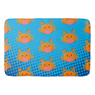 Cute Cartoon Baby Crab Blue Ocean Bath Mat