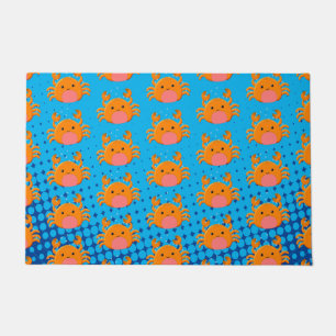 Cute Cartoon Baby Crab Blue Ocean  Doormat