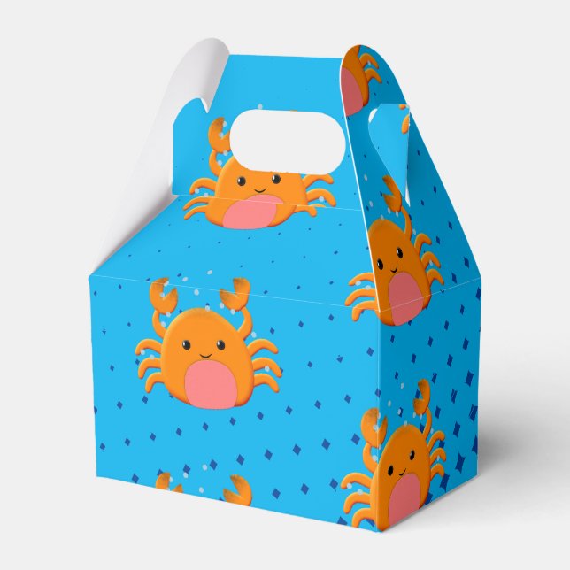 Cute Cartoon Baby Crab Blue Ocean Favor Box (Front Side)