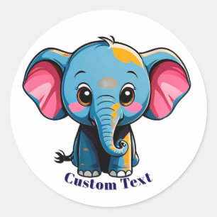 Cute Cartoon Baby Elephant Classic Round Sticker