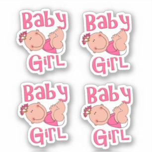 Cute Cartoon Baby Girl Text in Bright Pink -