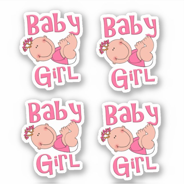 Cute Cartoon Baby Girl Text in Bright Pink - (Front)