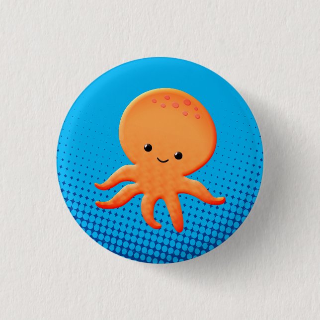 Cute Cartoon Baby Octopus 1 Inch Round Button (Front)