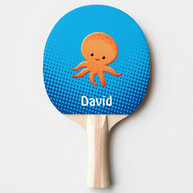 Cute Cartoon Baby Octopus Blue Ocean Ping Pong Paddle (Front)