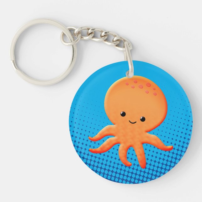 Cute Cartoon Baby Octopus Keychain (Front)