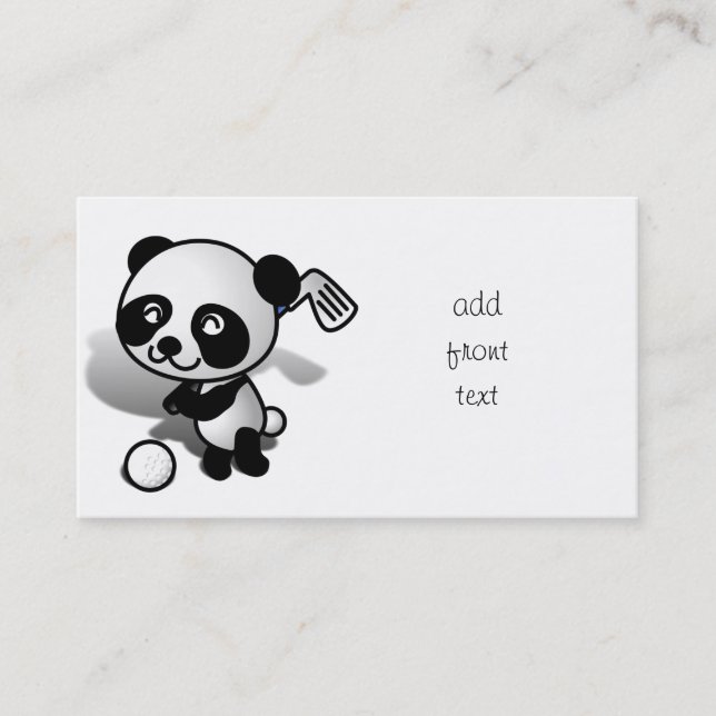 Cute Cartoon Baby Panda Bear Golfing Business Card (Front)