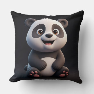 Cute Cartoon Baby Panda Throw Pillow