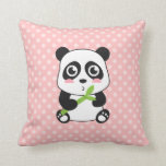 Cute Cartoon Baby Panda Throw Pillow<br><div class="desc">Do you love cute cartoon baby panda, especially if it is looking so cute, innocent and cuddly munching on some bamboo shoots! For anyone who loves adorable animals!</div>