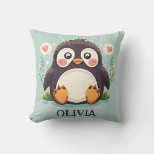 Cute Cartoon Baby Penguin Throw Pillow