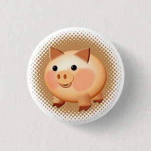 Cute Cartoon Baby Pig 1 Inch Round Button
