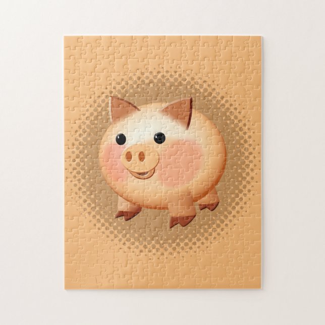 Cute Cartoon Baby Pig Ceramic Jigsaw Puzzle (Vertical)