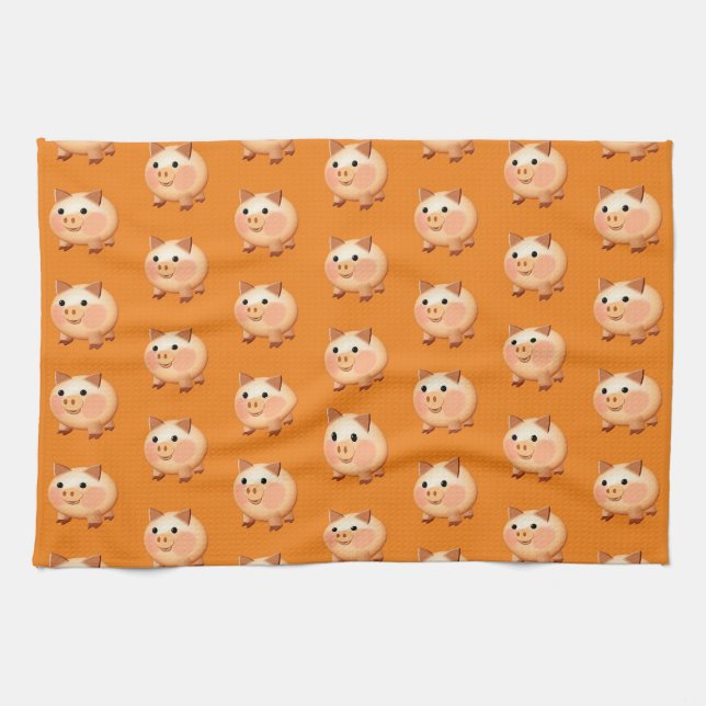 Cute Cartoon Baby Pig Pattern Kitchen Towel (Horizontal)