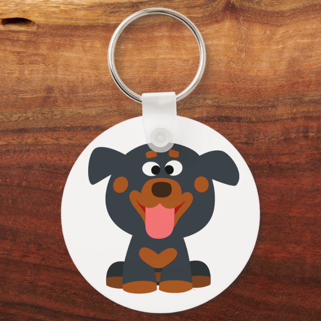 Cute Cartoon Baby Rottweiler Keychain (Front)