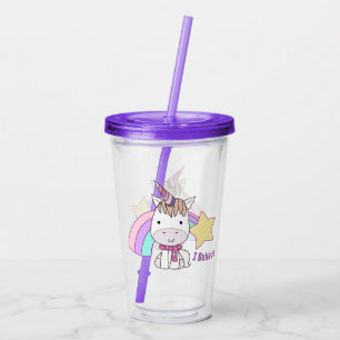 Cute Cartoon Baby Unicorn and Rainbow Acrylic Tumbler