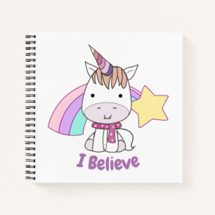 Cute Cartoon Baby Unicorn and Rainbow Notebook