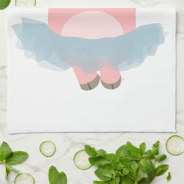 Cute Cartoon Ballerina Cochon Serviette de cuisine (Plié)