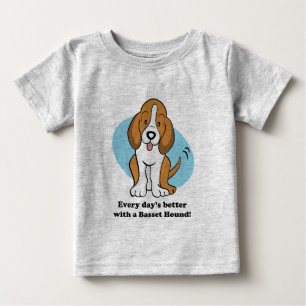 Cute Cartoon Basset Hound Baby Tee