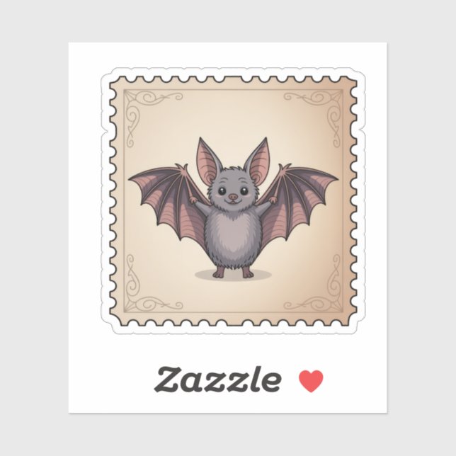 Cute Cartoon Bat Halloween Postage Stamp (Sheet)