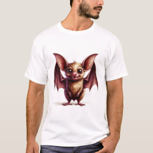 Cute Cartoon Bat With Friendly Halloween Smile 🦇 T-Shirt