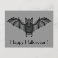 Cute Cartoon Bat With Happy Halloween Text