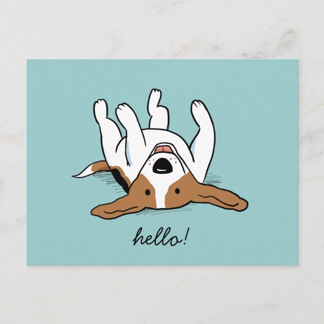 Cute Cartoon Beagle with Customizable Text Postcard (Front)