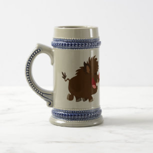 Cute Cartoon Beaming Wild Boar Stein Mug