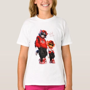 Cute Cartoon Bear Duo Throw Pillow - Red & White G T-Shirt