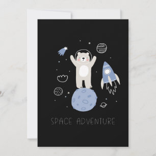 Cute Cartoon Bear In Space Card