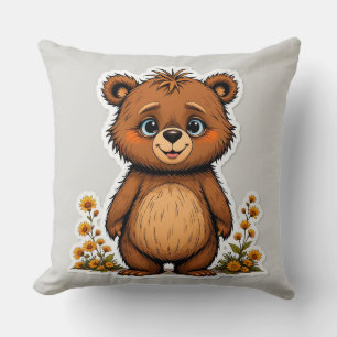 Cute Cartoon Bear Throw Pillow