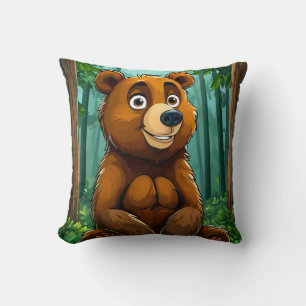Cute Cartoon Bear Throw Pillow