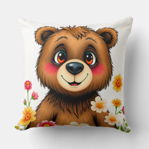 Cute Cartoon Bear Throw Pillow