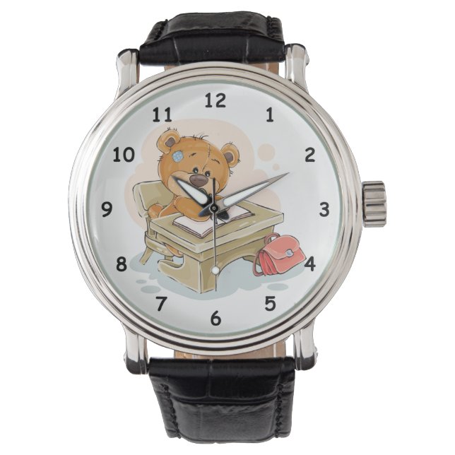 Cute Cartoon Bear Writing a Book Watch (Front)