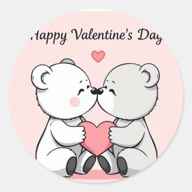 cute cartoon bears  classic round sticker (Front)