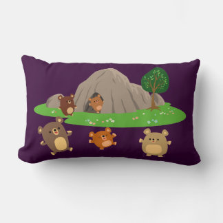 Cute Cartoon Bears in a Cave Pillow