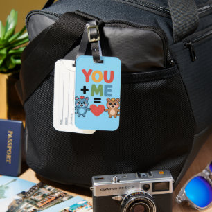 Cute Cartoon Bears Love Formula: "You + Me = Heart Luggage Tag
