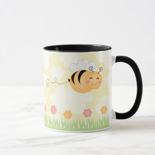 Cute cartoon bee and hive flowers coffee mug