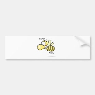 Cute Cartoon Bee Buzzing Around with Grin on Face Bumper Sticker