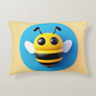 Cute Cartoon Bee Illustration Accent Pillow