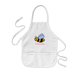 Cute cartoon bee personalized with childs name kids apron