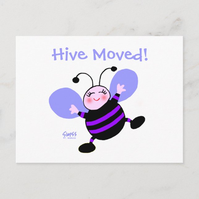 Cute Cartoon Bee Woman's Moving Announcement Postcard (Front)