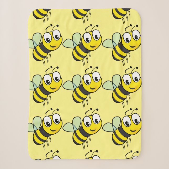 Cute Cartoon Bees Small Sherpa Blanket (Front)